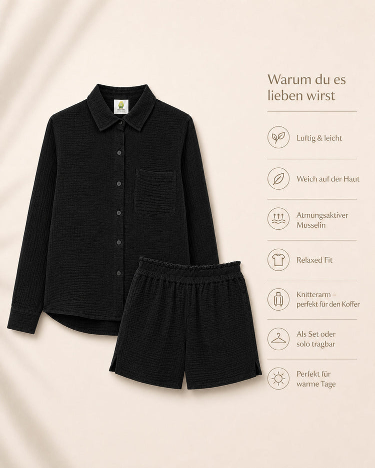 Camisa Oversize Texturizada Negra para Mujer estilo urbano