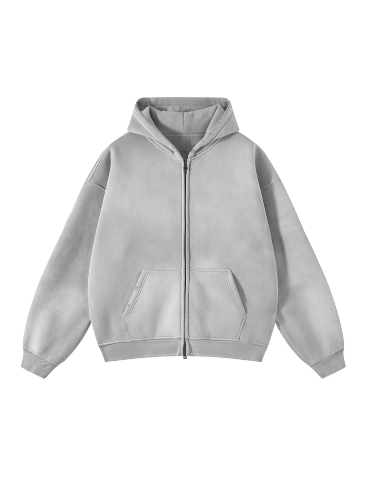 Sudadera Full-Zip Vintage Heavyweight 360 GSM para Hombre detalle frontal