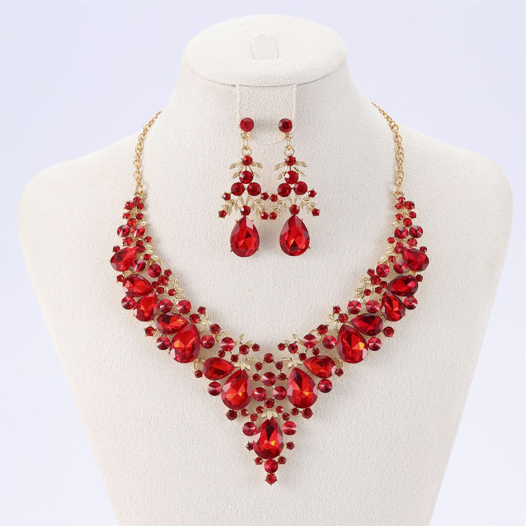 Conjunto de Collar y Pendientes de Hojas y Gotas para boda