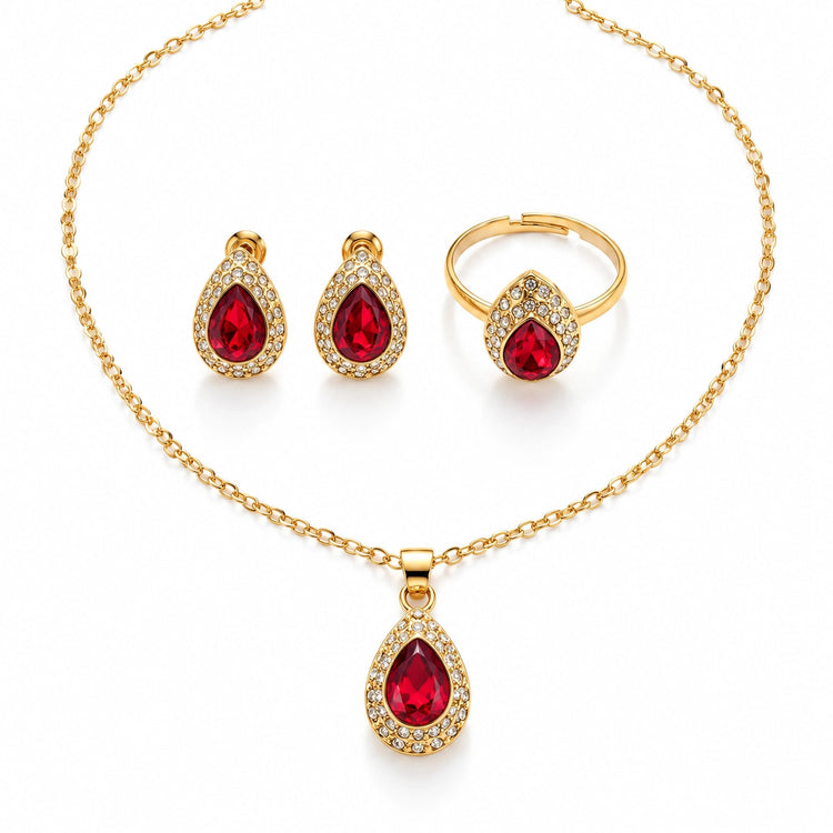 Conjunto de Joyas Vintage de Cristal en Forma de Gota
