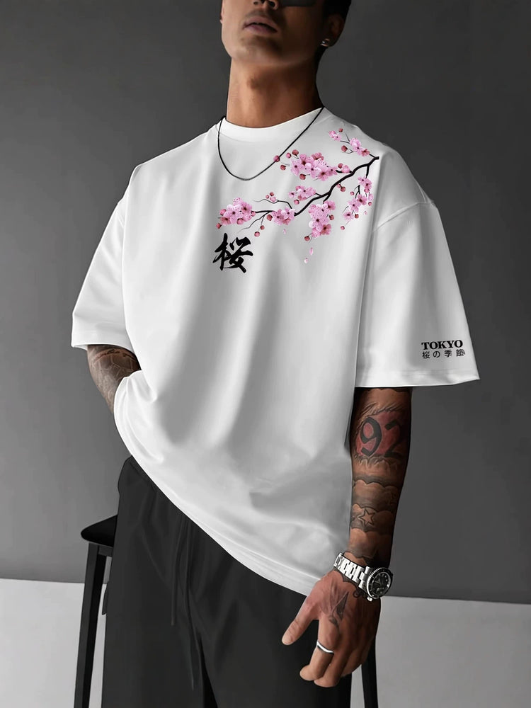 Camiseta Japonesa de Cerezo de Tokio estampada