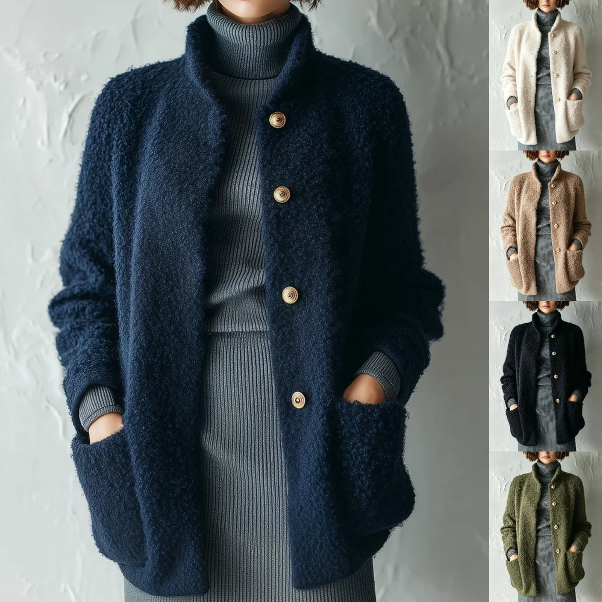 Cárdigan Bouclé de Estilo Retro para mujer