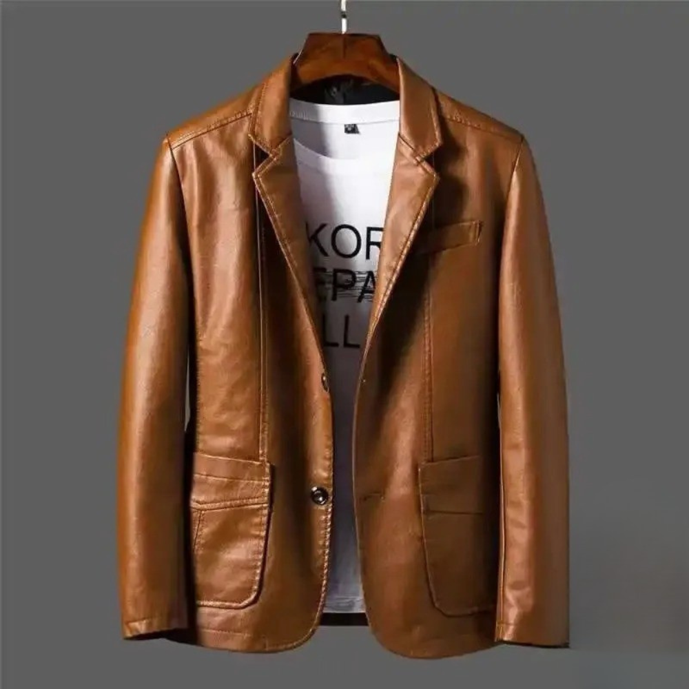 Blazer Efecto Piel para Hombre estilo moderno