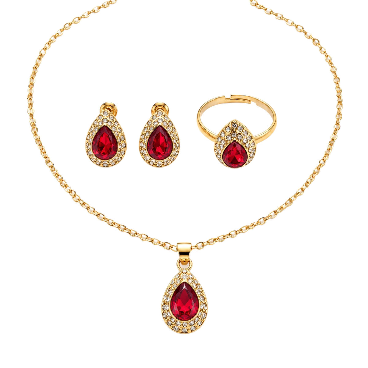 Conjunto de Joyas Vintage de Cristal en Forma de Gota vista frontal