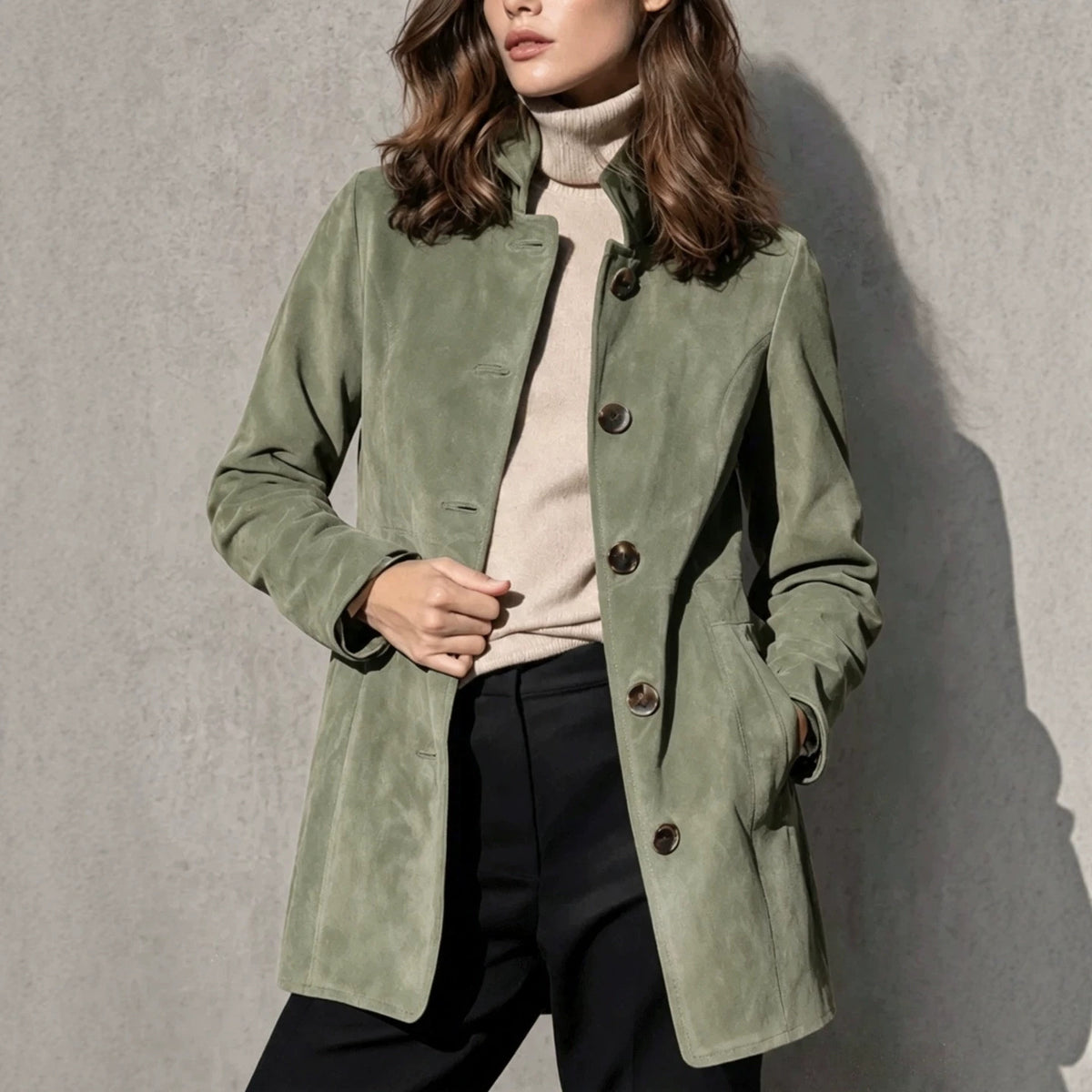 Abrigo Efecto Ante de Estilo Retro casual
