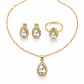 Conjunto de Joyas Vintage de Cristal en Forma de Gota brillante