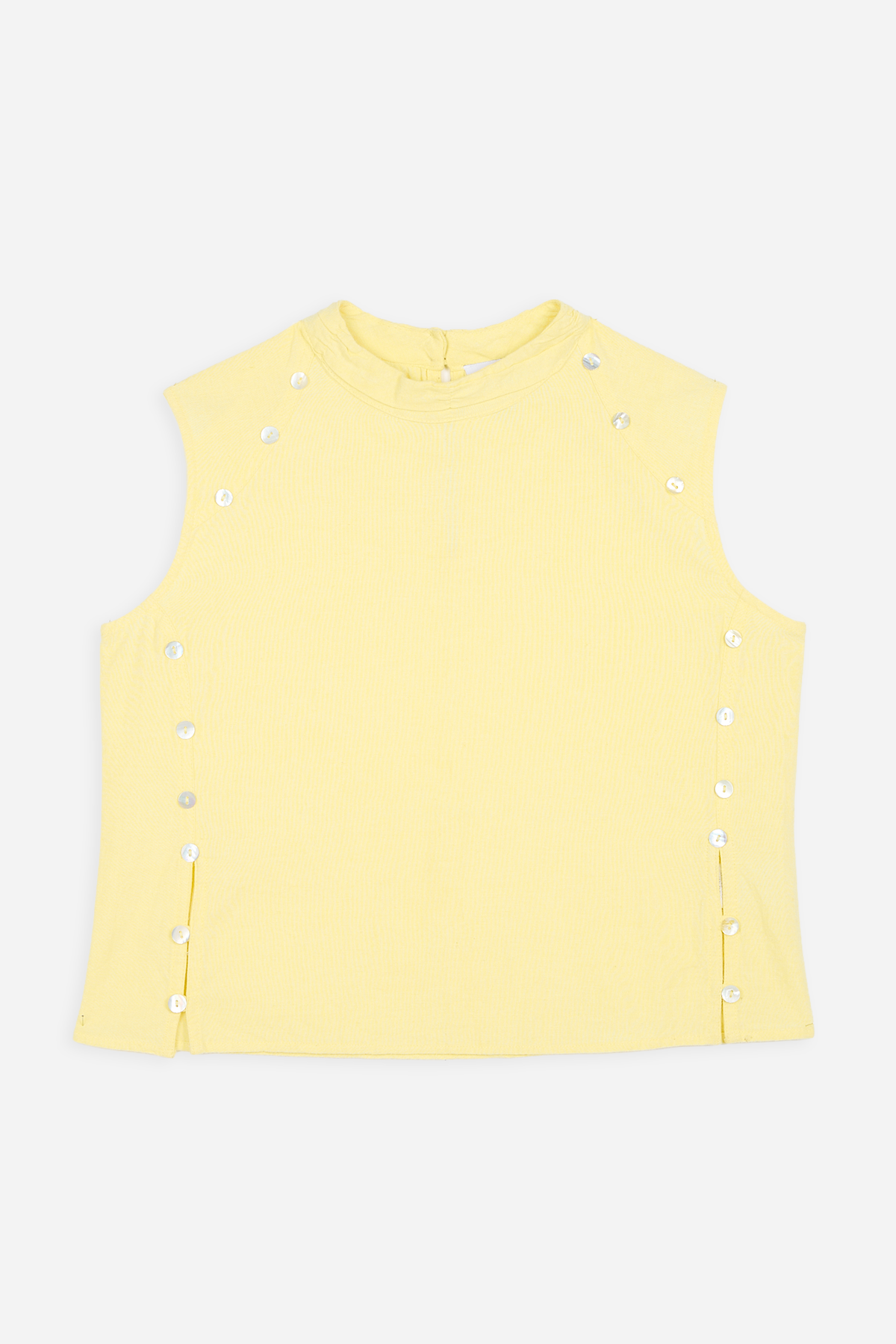 Top Amarillo de Punto con Botones para Mujer