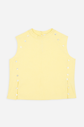 Top Amarillo de Punto con Botones para Mujer