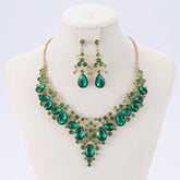 Conjunto de Collar y Pendientes de Hojas y Gotas para fiesta