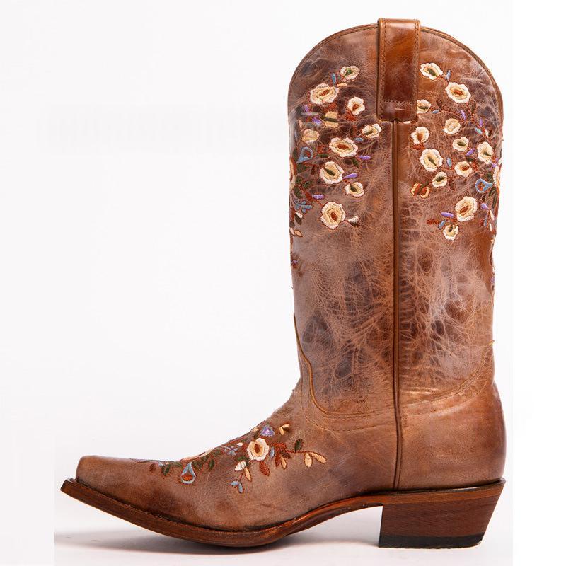 Botas Cowboy Bordadas Retro Bohemias estilo western