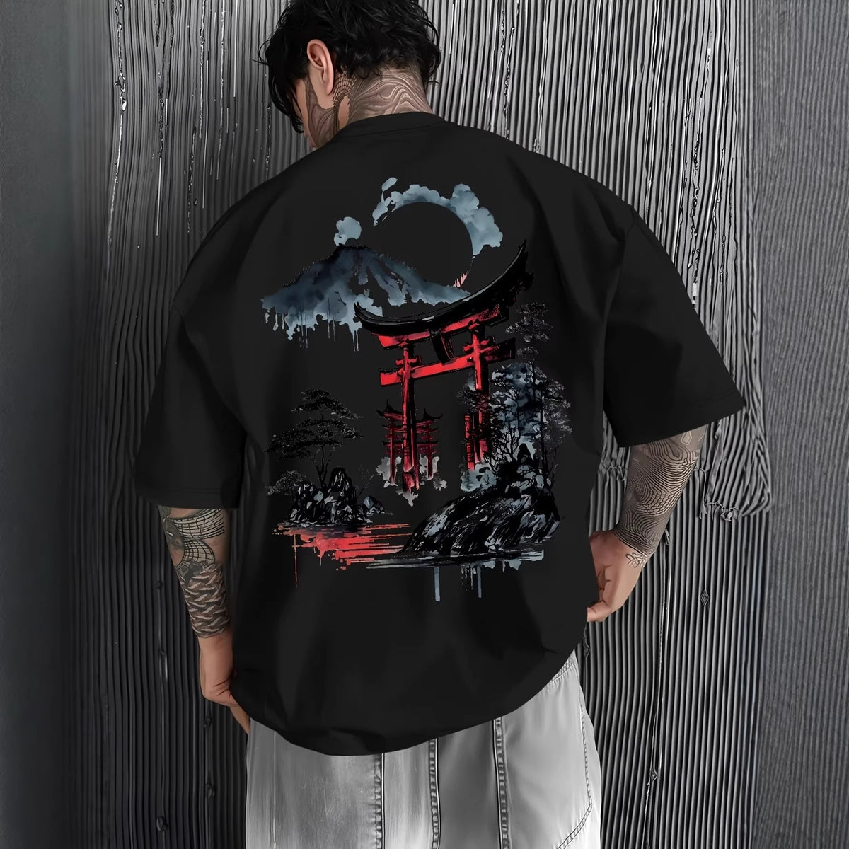 Camiseta Holgada de Algodón con Estampado casual