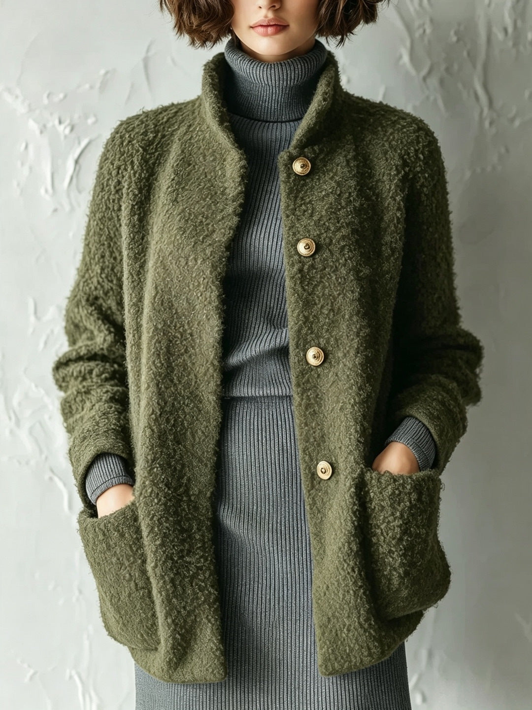 Cárdigan Bouclé de Estilo Retro versátil