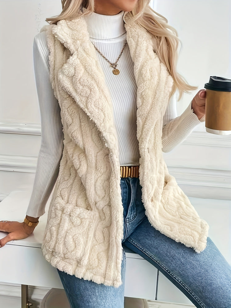 Chaleco Largo Efecto Pelo con Relieve de moda