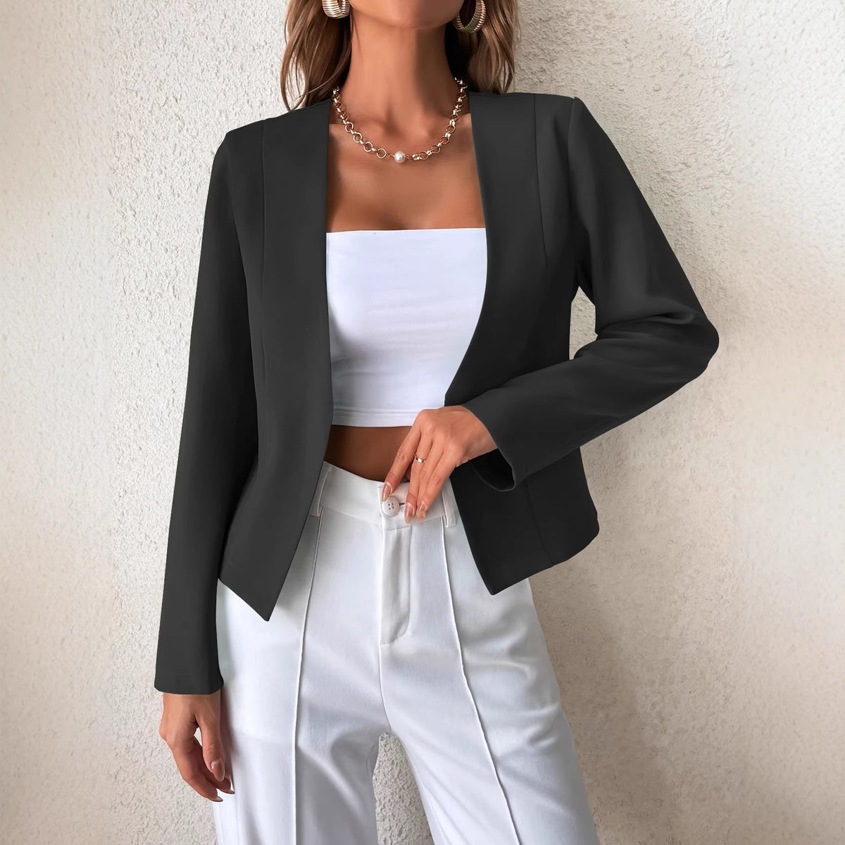 Blazer Entallada de Diseño Abierto moderna para mujer