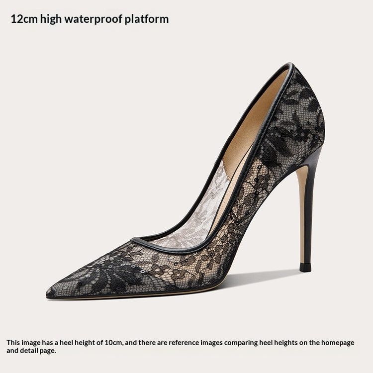 Tacones de Encaje Talla Grande para Mujer con encaje