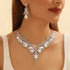 Conjunto de Collar y Pendientes de Hojas y Gotas brillante