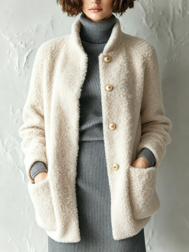 1fd6b87370a47bdc5369cfe4f29cf74bCárdigan Bouclé de Estilo Retro para mujer elegante