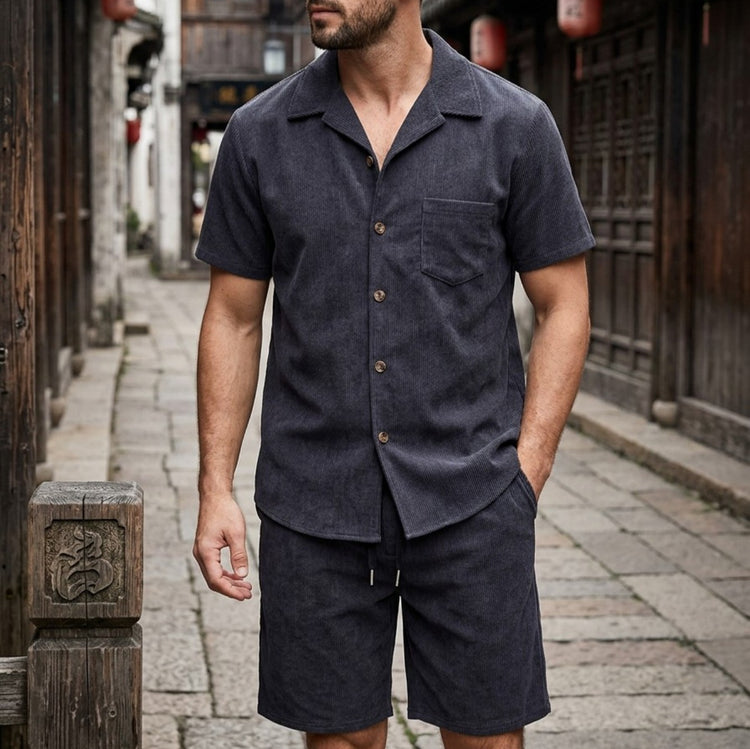 Conjunto Casual de Camisa y Shorts para Hombre color liso