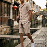 Conjunto Casual de Camisa y Shorts para Hombre manga corta