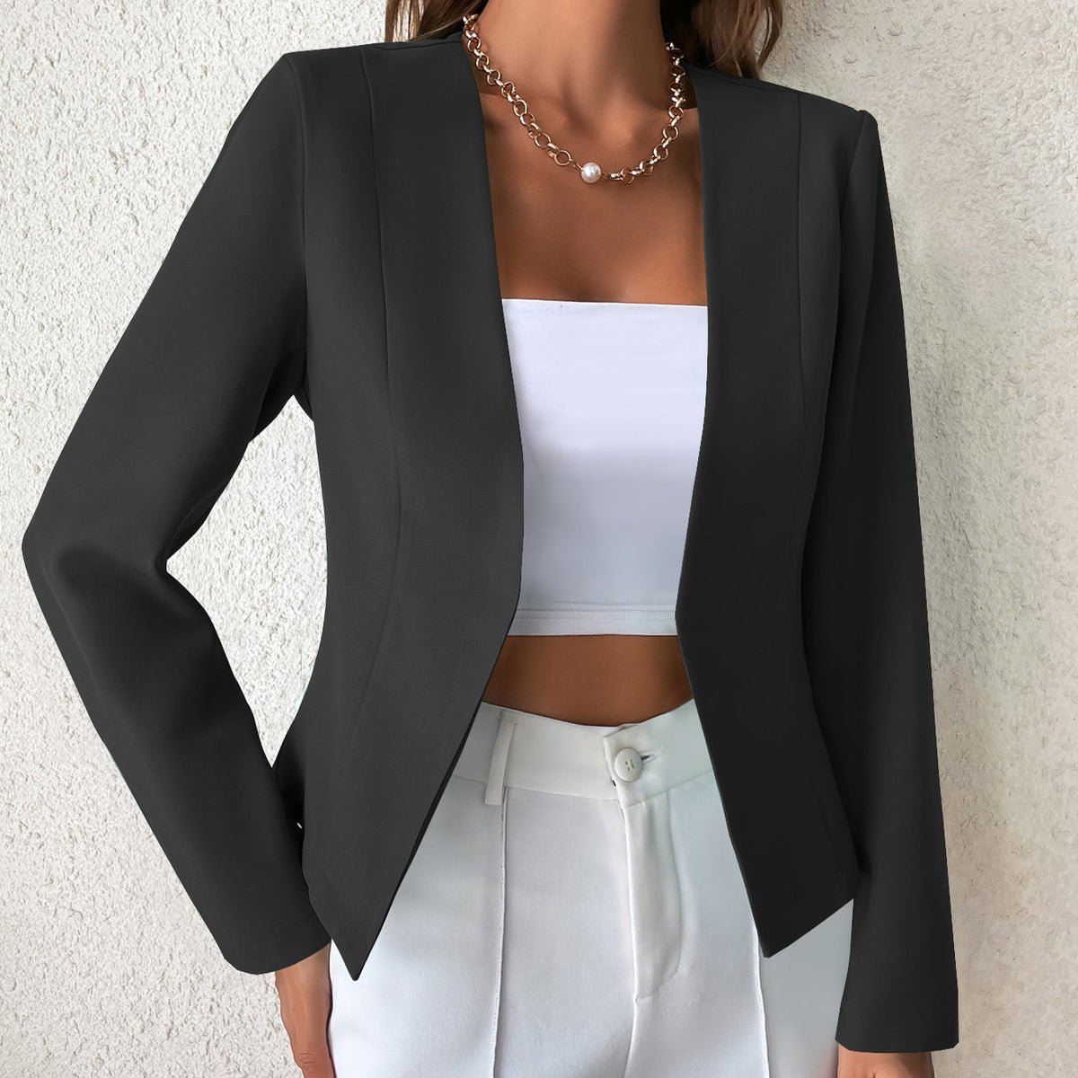Blazer Entallada de Diseño Abierto para mujer