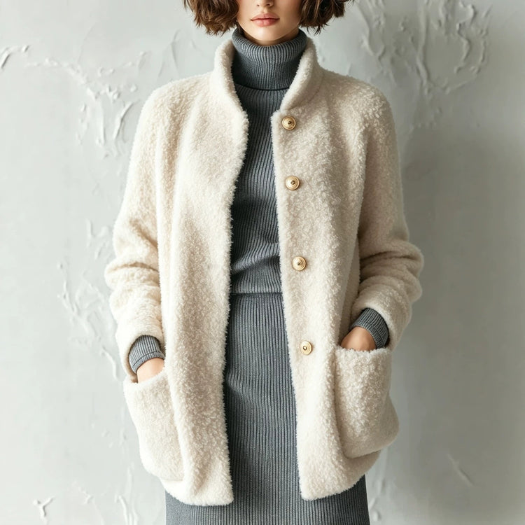 Cárdigan Bouclé de Estilo Retro elegante