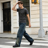 Jeans Retro de Pierna Ancha para Hombre casuales