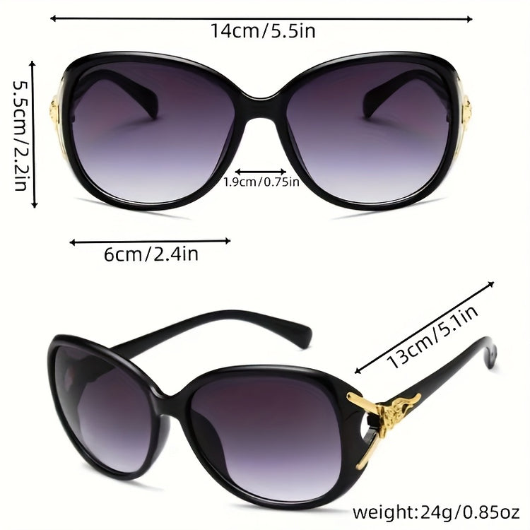 Juego de 4 Gafas de Sol Ovaladas Oversize para Mujer detalle dorado