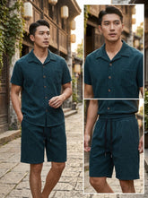 Conjunto Casual de Camisa y Shorts para Hombre con cordón