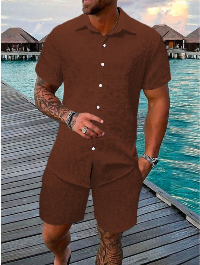 Conjunto de Verano Liso con Botones para vacaciones