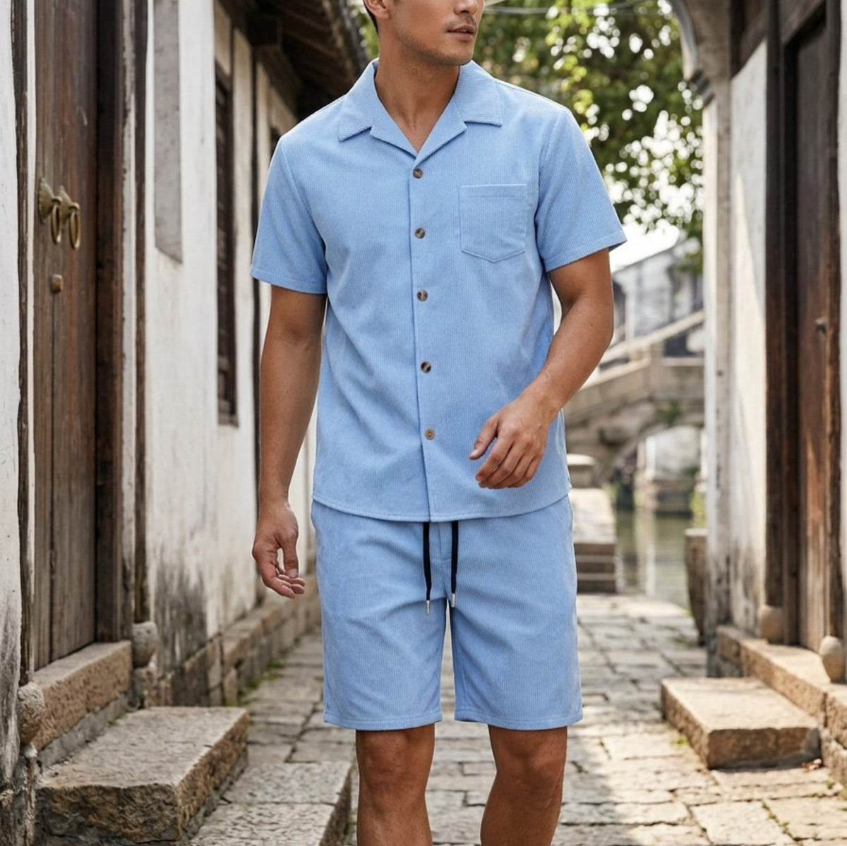 Conjunto Casual de Camisa y Shorts para Hombre vista frontal
