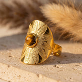 Anillo Golden Sun Ojo de Tigre para Mujer con piedra natural