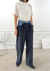 Pantalón Wide Leg Bicolor Denim para Mujer estilo urbano