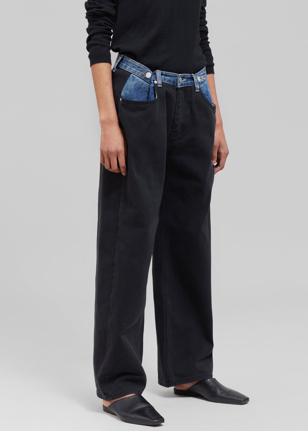 Pantalón Wide Leg Bicolor Denim para Mujer look streetwear