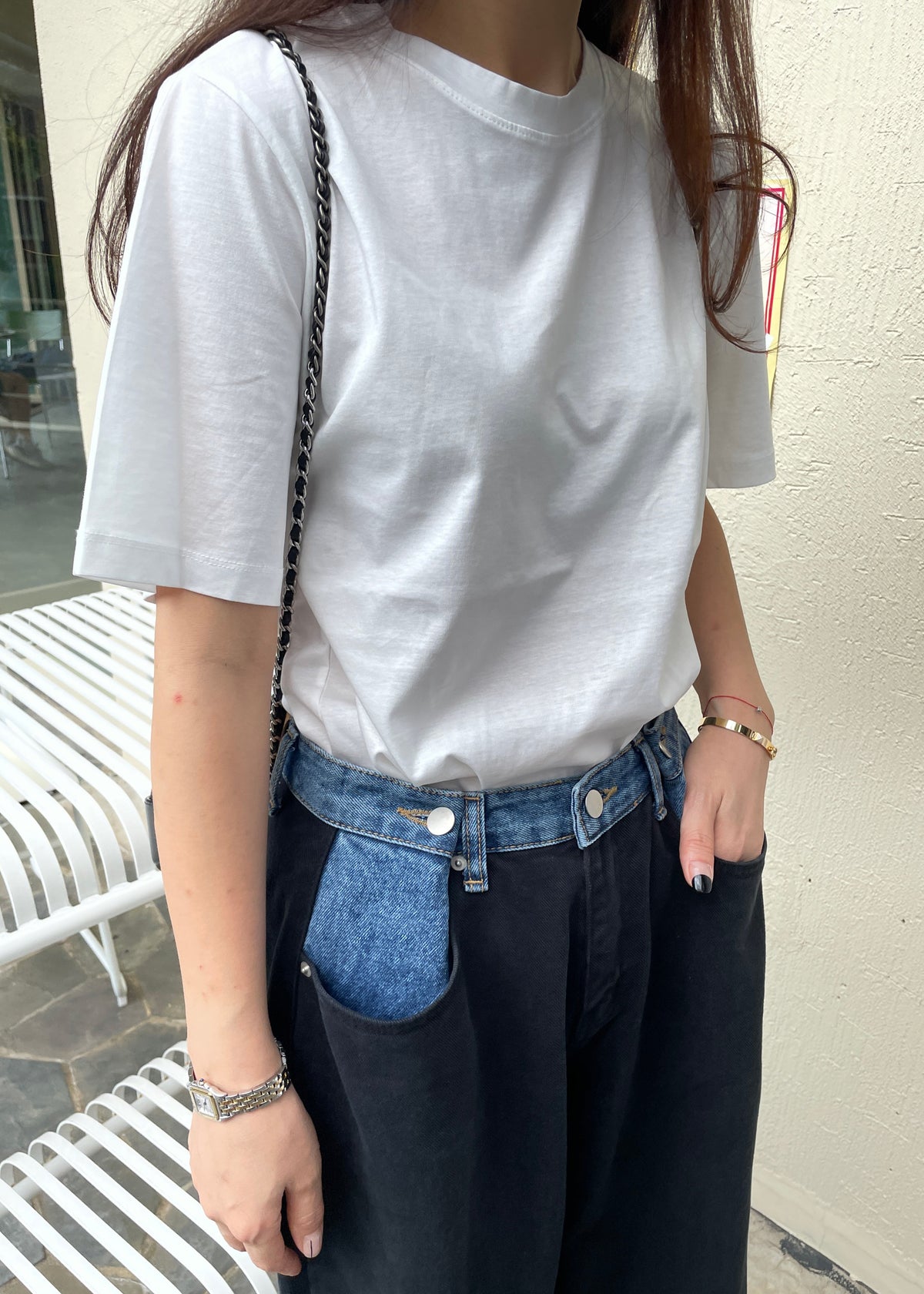 Pantalón Wide Leg Bicolor Denim para Mujer diseño moderno