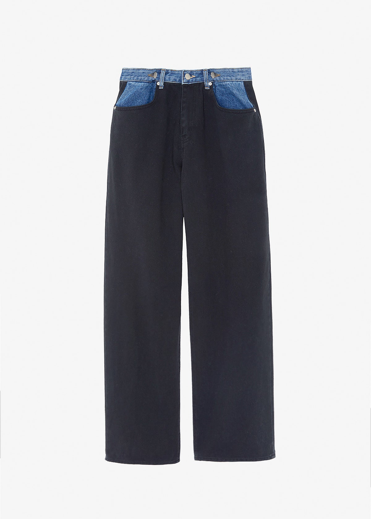 Pantalón Wide Leg Bicolor Denim para Mujer vista lateral