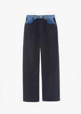 Pantalón Wide Leg Bicolor Denim para Mujer vista lateral