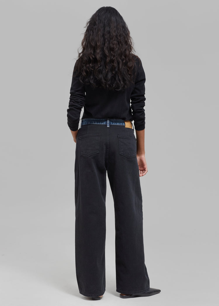 Pantalón Wide Leg Bicolor Denim para Mujer denim moderno