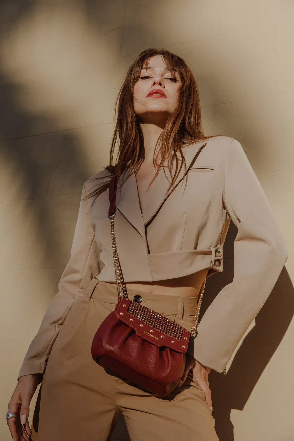 Bolso Bandolera Burgundy Glam para Mujer diseño sofisticado