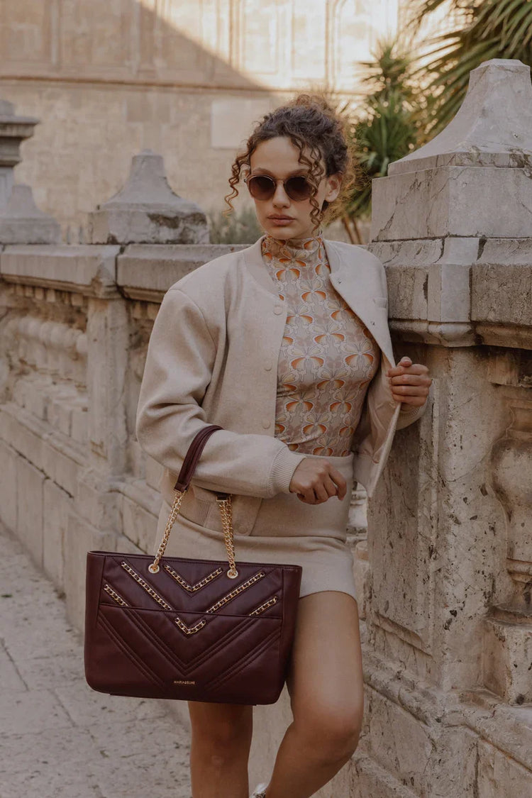 Bolso Shopping Acolchado Burgundy para Mujer sofisticado
