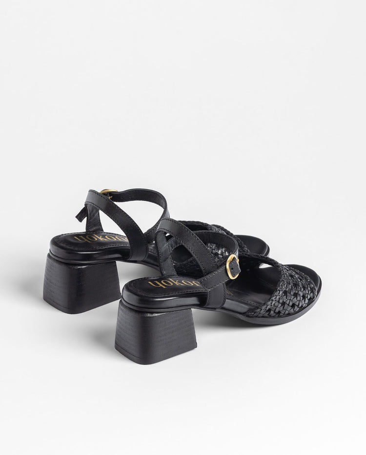 Sandalias Trenzadas de Tacón para Mujer detalle tejido