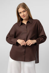 Camisa Oversize Marrón para Mujer elegante
