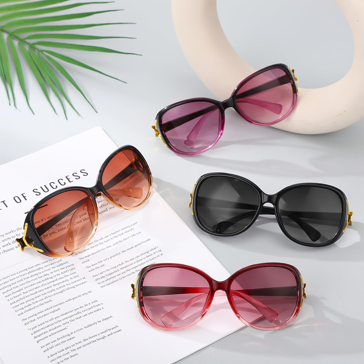Juego de 4 Gafas de Sol Ovaladas Oversize para Mujer