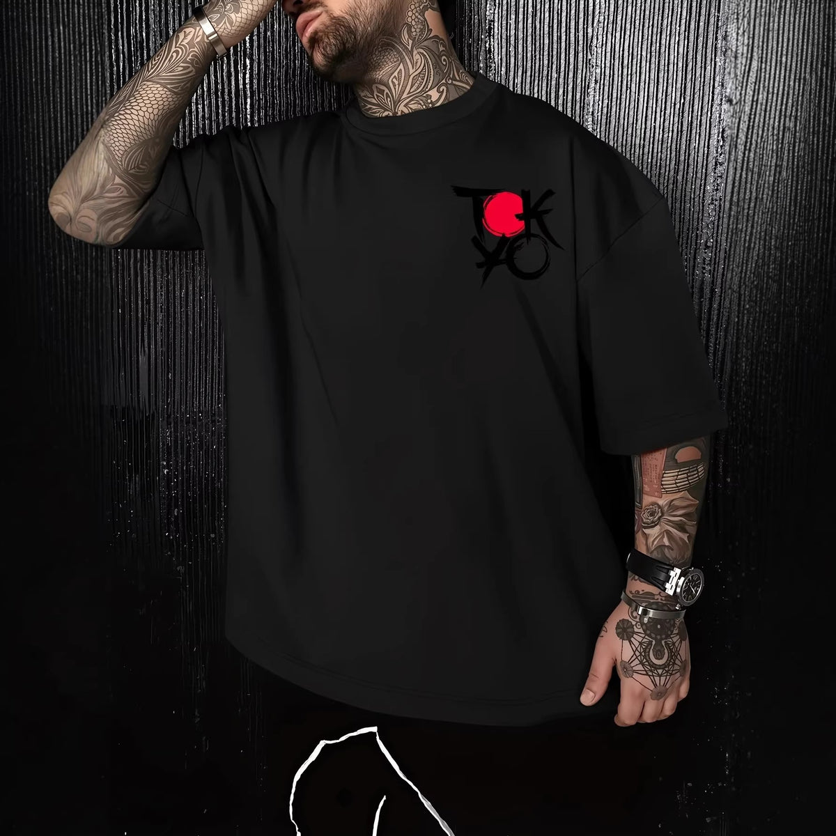 Camiseta Holgada de Algodón con Estampado urbana
