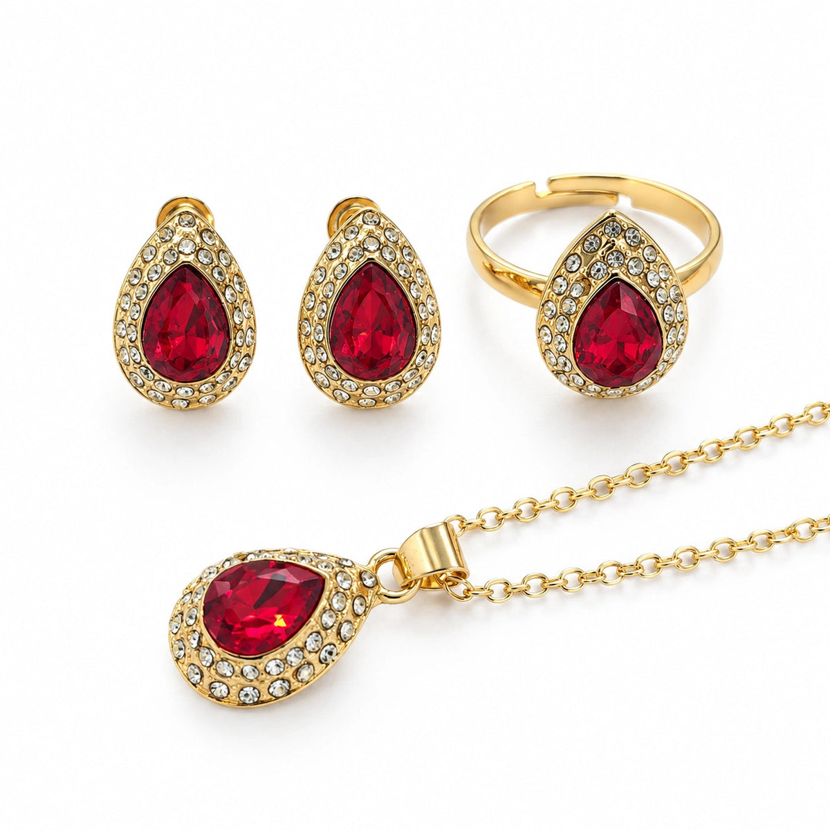 Conjunto de Joyas Vintage de Cristal en Forma de Gota para mujer
