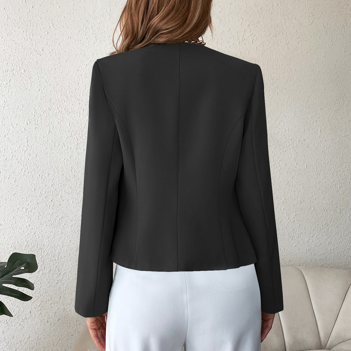 Blazer Entallada de Diseño Abierto elegante