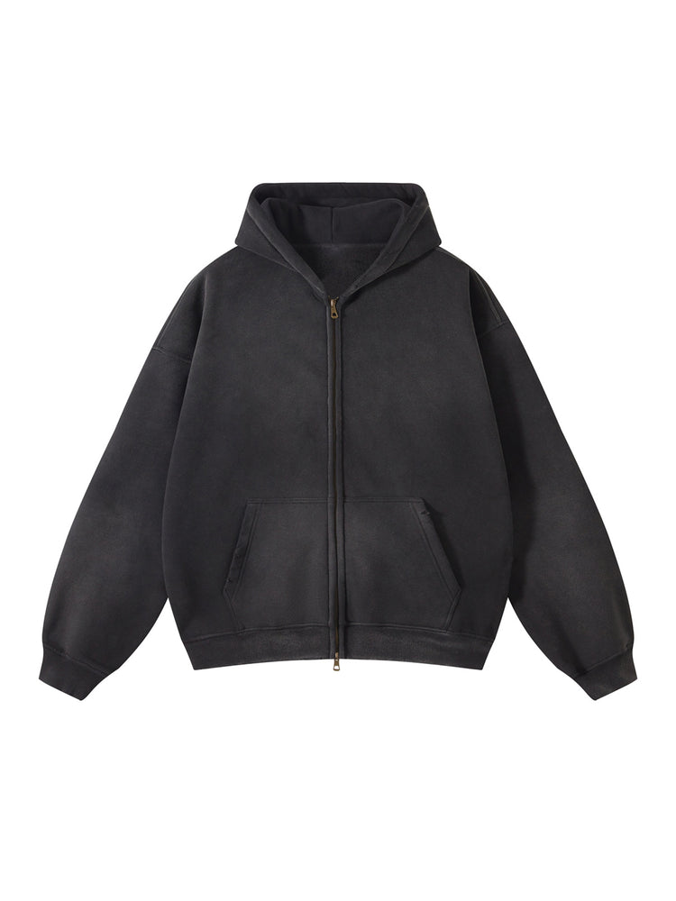 Sudadera Full-Zip Vintage Heavyweight 360 GSM para Hombre estilo vintage