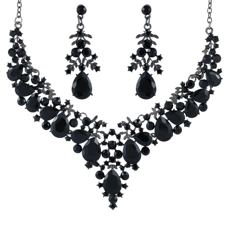 Conjunto de Collar y Pendientes de Hojas y Gotas moderno