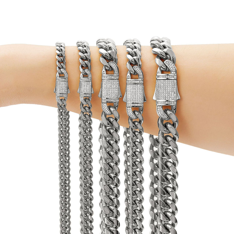 Cadena Cubana de Acero Inoxidable para Hombre y Mujer brillante