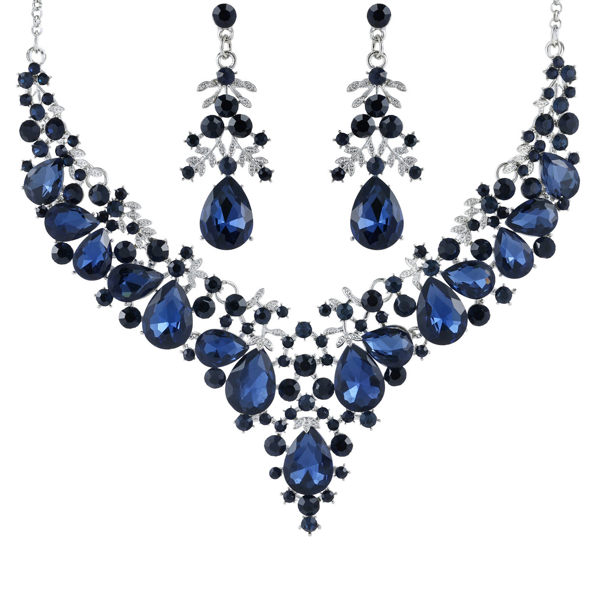 Conjunto de Collar y Pendientes de Hojas y Gotas delicado