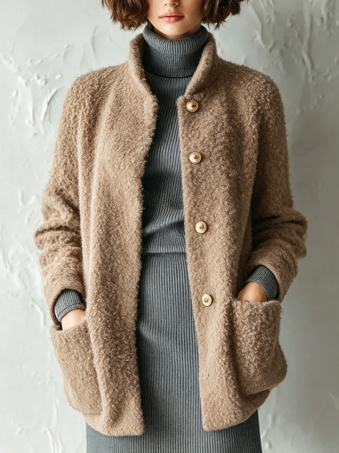 Cárdigan Bouclé de Estilo Retro outfit femenino